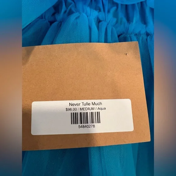 NWOT ‘Never Tulle Much’ Tulle Minidress - Size M/ Aqua - Picture 6 of 6